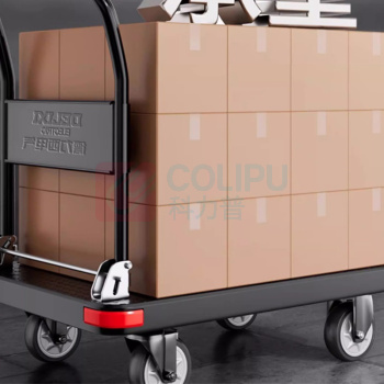 德力西 DELIXI 小推车仓库搬运平板车家用便携折叠手推车 110*65*88cm 刹车轮-安全承重1200斤 5寸TPR静音耐磨轮