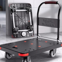德力西 DELIXI 小推车仓库搬运平板车家用便携折叠手推车 70*50*88cm 4寸TPR静音耐磨轮 安全承重400斤-升级款