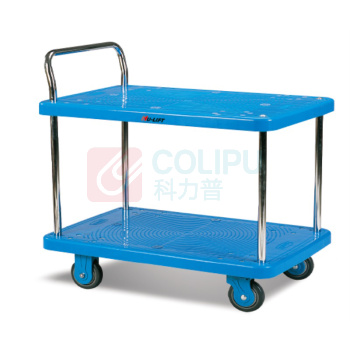 虎力 300Kg 2层塑料推车(每层承重150Kg 单手把) PG301 带轴承静音 910X600mm