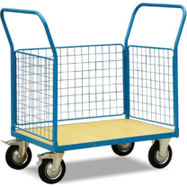 虎力 500Kg E型围栏推车 CZ50E 台面1000×700台面高度270mm 橡胶轮(两个万向轮+两个固定轮 Φ200×45带刹车)