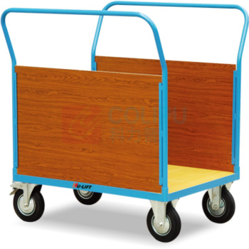 虎力 500Kg 二面(长边)500mm高木质围栏 CU50C 500mm高木质围栏台面1000×700 橡胶轮(两个万向轮+两个固定轮 Φ200×45带刹车)