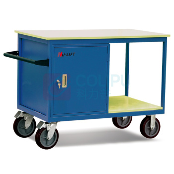 虎力 500Kg C型可移动工具柜车 WL50C 台面尺寸1220*630mm台面离地高度330mm 带1个柜门带1个柜门红色PU轮两个万向轮两个固定轮Φ200×50带刹车