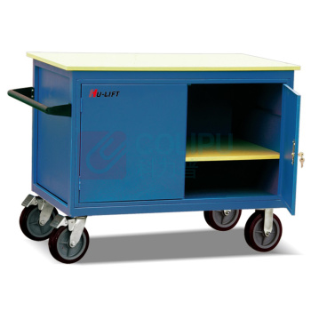 虎力 500Kg C型可移动工具柜车 WL50C 台面尺寸1220*630mm台面离地高度330mm 带1个柜门带1个柜门红色PU轮两个万向轮两个固定轮Φ200×50带刹车