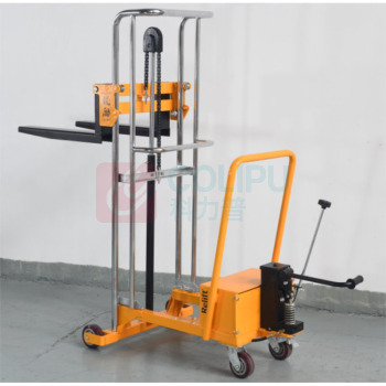 锐励 配重式脚踩堆高车 PZ2518-D 1.5米长定制款 货叉打孔并加防护网
