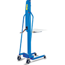 虎力 100KG电动工位车,升高高度130-1700mm E100A 台面600X470mm载荷中心250mm,免维护电池,12AH/24V 带充电器,PU轮带刹车,RAL5017蓝色