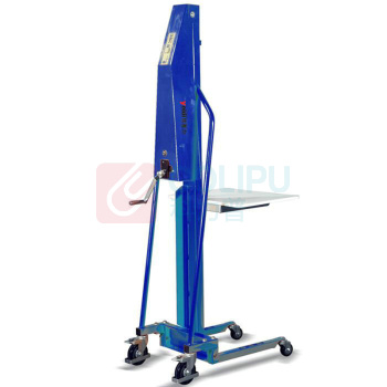 优客力 YOKLI 手动工位车 M200 200Kg 手摇工位车, 升高高度:130-1500mm, 台面470X600mm (蓝色)