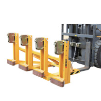 优客力 YOKLI 叉车用油桶夹 DG2000A 2000Kg 重型油桶搬运夹(夹扣式), 四桶(叉车专用), 高度可调,带耐磨保护垫,带自动锁紧夹爪机构 (黄色)