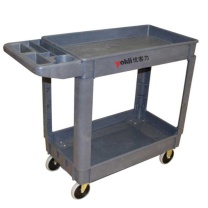 优客力 YOKLI 塑料工具车 UD252 250Kg 2层塑料工具车, 单侧手把, 2个万向轮+2个定向轮,台面尺寸790X435mm, 整车尺寸:1010X435X850mm (灰色)