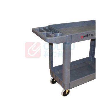 优客力 YOKLI 塑料工具车 UD252 250Kg 2层塑料工具车, 单侧手把, 2个万向轮+2个定向轮,台面尺寸790X435mm, 整车尺寸:1010X435X850mm (灰色)
