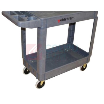 优客力 YOKLI 塑料工具车 UB252 250Kg 2层塑料工具车, 单侧手把, 2个万向轮+2个定向轮, 台面尺寸950X650mm,整车尺寸:1170X650X850mm (灰色)