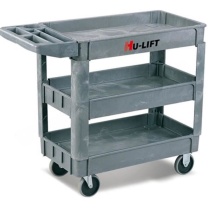 优客力 YOKLI 塑料工具车 UB253 250Kg 3层塑料工具车, 单侧手把, 2个万向轮+2个定向轮,台面尺寸790X435mm,整车尺寸:1170X650X850mm (灰色)