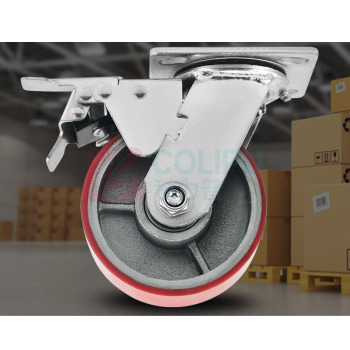 新兴 PU活动脚轮带双刹 SP22441 D200*50mm 