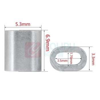 天卓五金 钢丝绳 1.5mm 用铝套铝夹头八8字型孔夹锁扣快速夹头卡头圆形椭圆单双孔 (100个/盒)