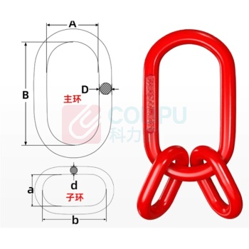 晟雕 固定长度链条索具 32T-G80 _32T_Φ16×4000mm_四肢+自锁吊钩 12126127-00