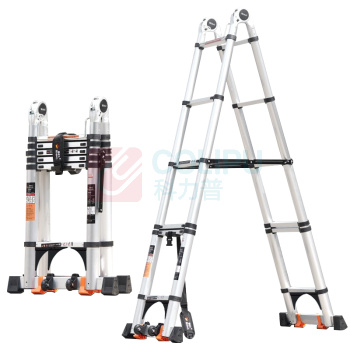 镁多力 midoli 铝合金伸缩多功能梯2.5+2.5=5米 MDL-250D 52*22*105CM (银色)