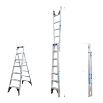 瑞居 Ruiju 铝合金工业级宽踏两用梯 YQZHT-1.96BR 7阶 A梯1.96米 直梯3.54米 (银色)