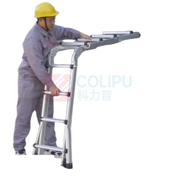 镁多力 MIDOLI 人字梯伸缩梯折叠梯铝合金梯子多功能工程梯登高梯家用式直梯 1.9 直4米 4步带轮