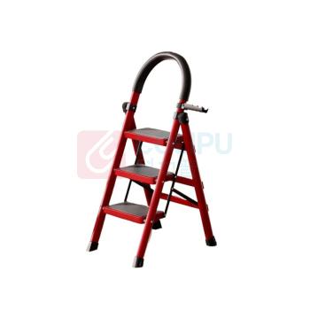 宝成 加厚碳钢三步人字梯 总高99cm (红色)