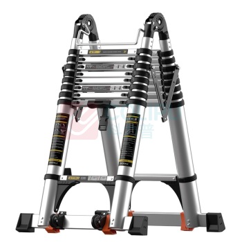 镁多力 midoli 伸缩人字梯 E【防滑款】 展开长度2.7m 踏板数6+6步 (双侧梯 带辅助轮)