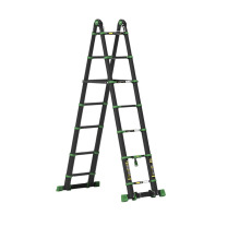镁多力 MIDOLI 铝合金多功能防滑人字梯 Ml24-D22-HL 2.2+2.2米 (黑绿)