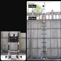 镁多力 midoli 折叠梯多功能楼梯升降梯子 直梯4.3米(不锈钢款) 带靠墙防滑垫
