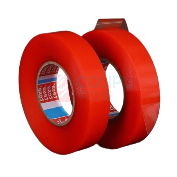 德莎 TESA 强力耐高温无痕透明红膜汽车实验双面胶带 4965pet 12mm*50米