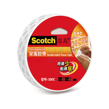 3M 思高 双面棉纸胶带(超强型) 300C-18 18mm*9.5m 6卷/组