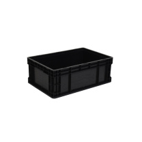 罗德力 ESD电子元件物料防静电周转箱 600*400*230mm (黑色)