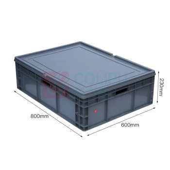 震迪 平盖物流箱加厚塑料周转箱大号 塑料箱 800*600*230 (灰色)