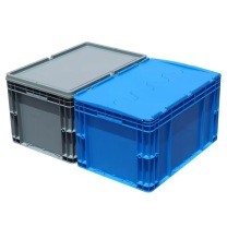 力王 F型第二代周转箱 PK-F2 600x400x220mm (带盖) 灰色