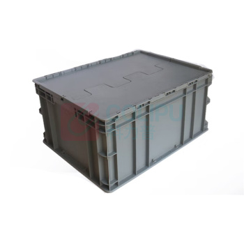 力王 仓储塑料周转箱 600*400*280 有盖 (灰色)