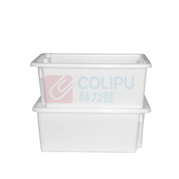 力王 工业塑料周转箱 反转套叠箱32L 650*410*210 (蓝色)
