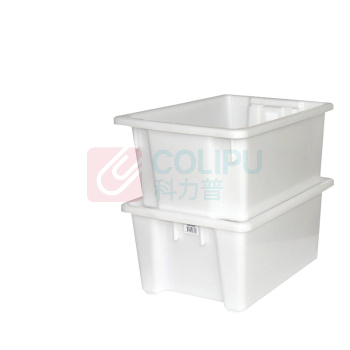 力王 工业塑料周转箱 反转套叠箱32L 650*410*210 (蓝色)