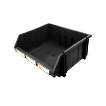 力王 货架零件盒加厚组合塑料斜口零件盒 PK010防静电 370*420*175 (黑色)