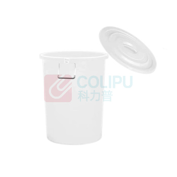 罗德力 大号圆形塑料收纳桶大容量水桶 100L 有盖 (白色)