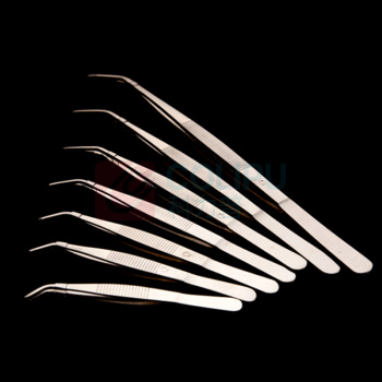 垒固 不锈钢镊子(弯嘴圆头带齿) 非医用 W-002903 14cm