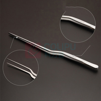 垒固 不锈钢镊子(弯嘴圆头带齿) 非医用 W-002903 14cm