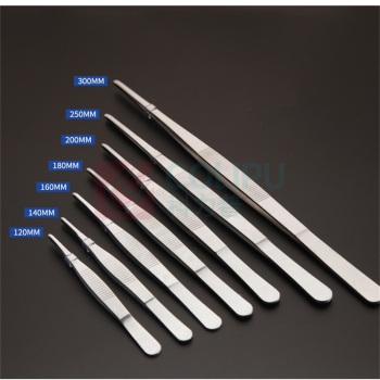垒固 不锈钢镊子(弯嘴圆头带齿) 非医用 W-002903 14cm