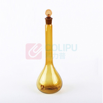 天玻 TIANBO 容量瓶 200ml A级棕色 容量瓶耐高温玻璃容量瓶 透明带玻璃塞  【带国防计量检定证书】
