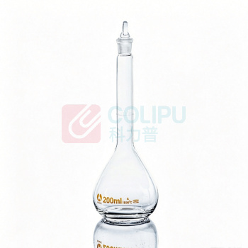 天玻 TIANBO 高硼玻璃容量瓶(A级) 量入式 IN200ml (透明) 检定证书