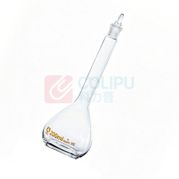 天玻 TIANBO 高硼玻璃容量瓶(A级) 量入式 IN200ml (透明) 检定证书