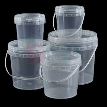 冰禹 BYA-153 透明水桶 塑料桶 密封打包桶 食品级小水桶涂料桶 1L带提手 BYA-153 1L