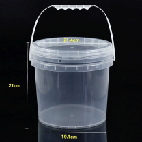 冰禹 BYA-153 透明水桶 塑料桶 密封打包桶 食品级小水桶涂料桶 5L带提手 BYA-153 5L