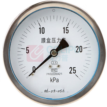 匡建仪表 不锈钢膜盒压力表 YE-100BFZ 0-25kpa