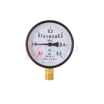上海天川 锅炉房真空压力表 YZ-100 (-0.1-0.5mpa) 1.6级 Φ100 (径向,不含检测)