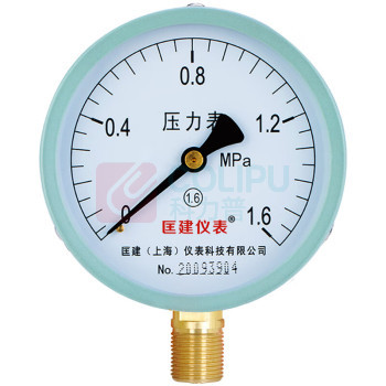 匡建仪表 压力表 Y-100 直径100mm, M20*1.5螺纹, 径向安装, 0-1.6mpa