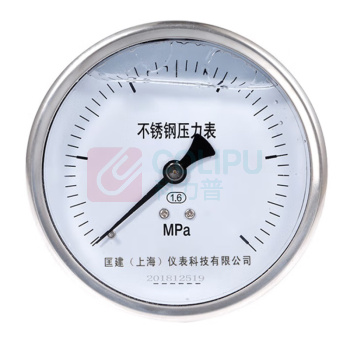 匡建仪表 不锈钢耐震压力表 YTN-100BFZ 0-0.6MPa 轴向安装 不带面板 防腐蚀 耐高温