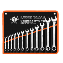鲁威 手动两用扳手套装 8-24mm 12件套 布袋包装 铬钒钢 公制镀铬