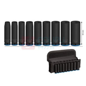 博世 BOSCH 1/4”套筒 6/7/8/9/10/11/12/13/14mm(长50mm),9支装 2608003035