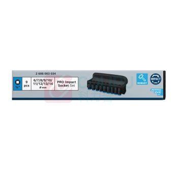 博世 BOSCH 1/4”套筒 6/7/8/9/10/11/12/13/14mm(长25mm),9支装 2608003034